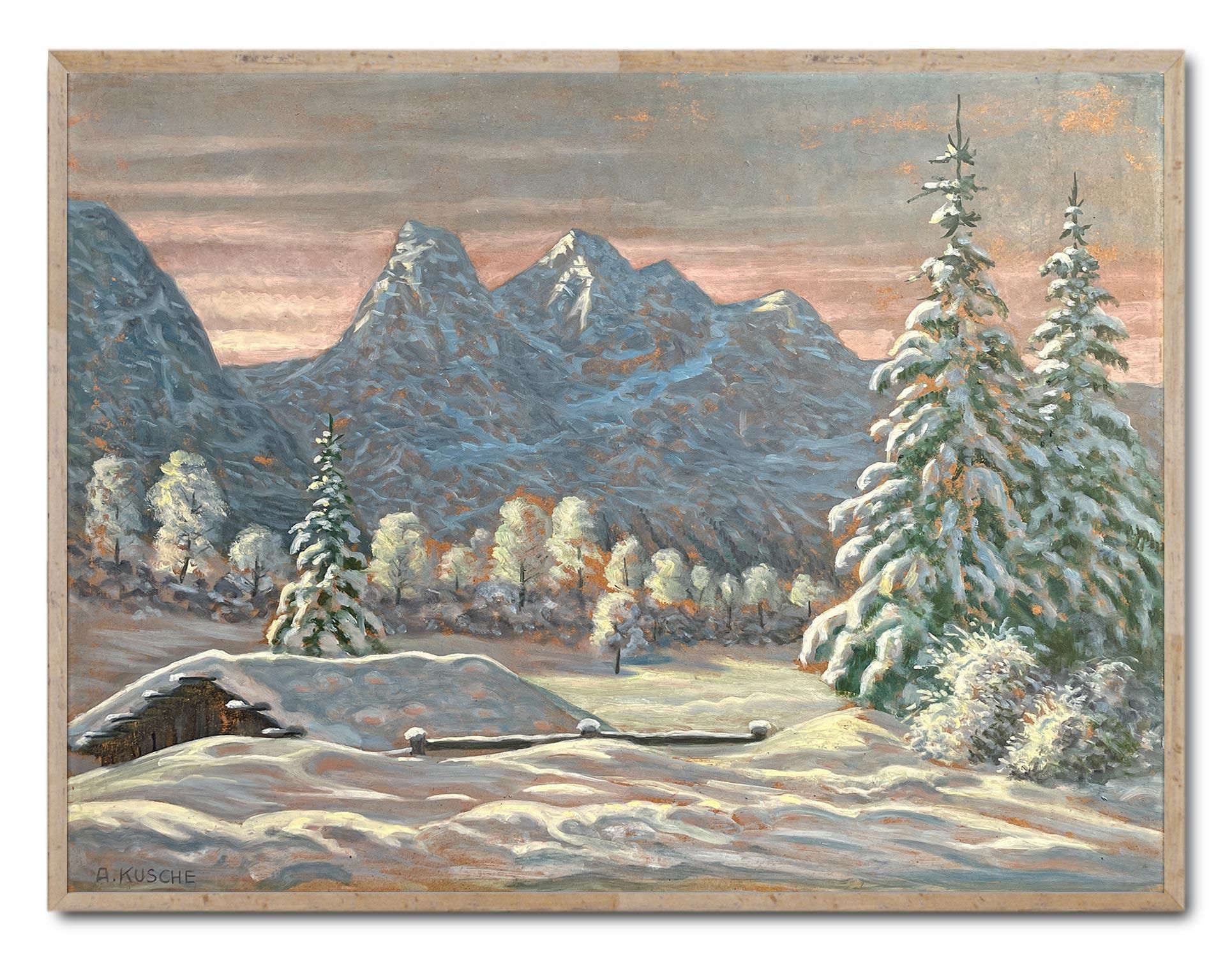 1920 Snowy Landscape by Kusche Alfred For Sale 1