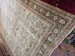 Antique 1920 Sultanabad Persian Rug, Distressed Wool, 140x120 Inches