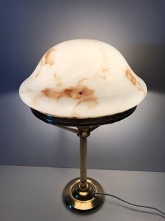 1920 Swedish Art Nouveau Jugendstil Brass and Art Glass Table Lamp