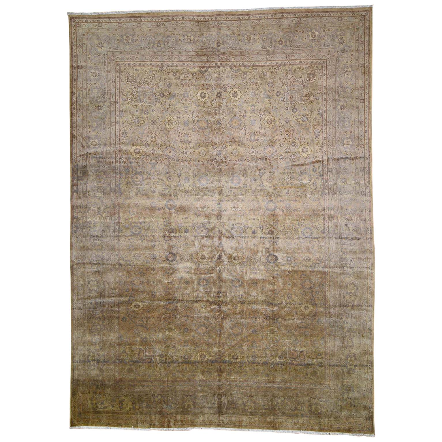 1920 Turkish Sivas Rug Even Wear and Soft, Camel and Beige For Sale