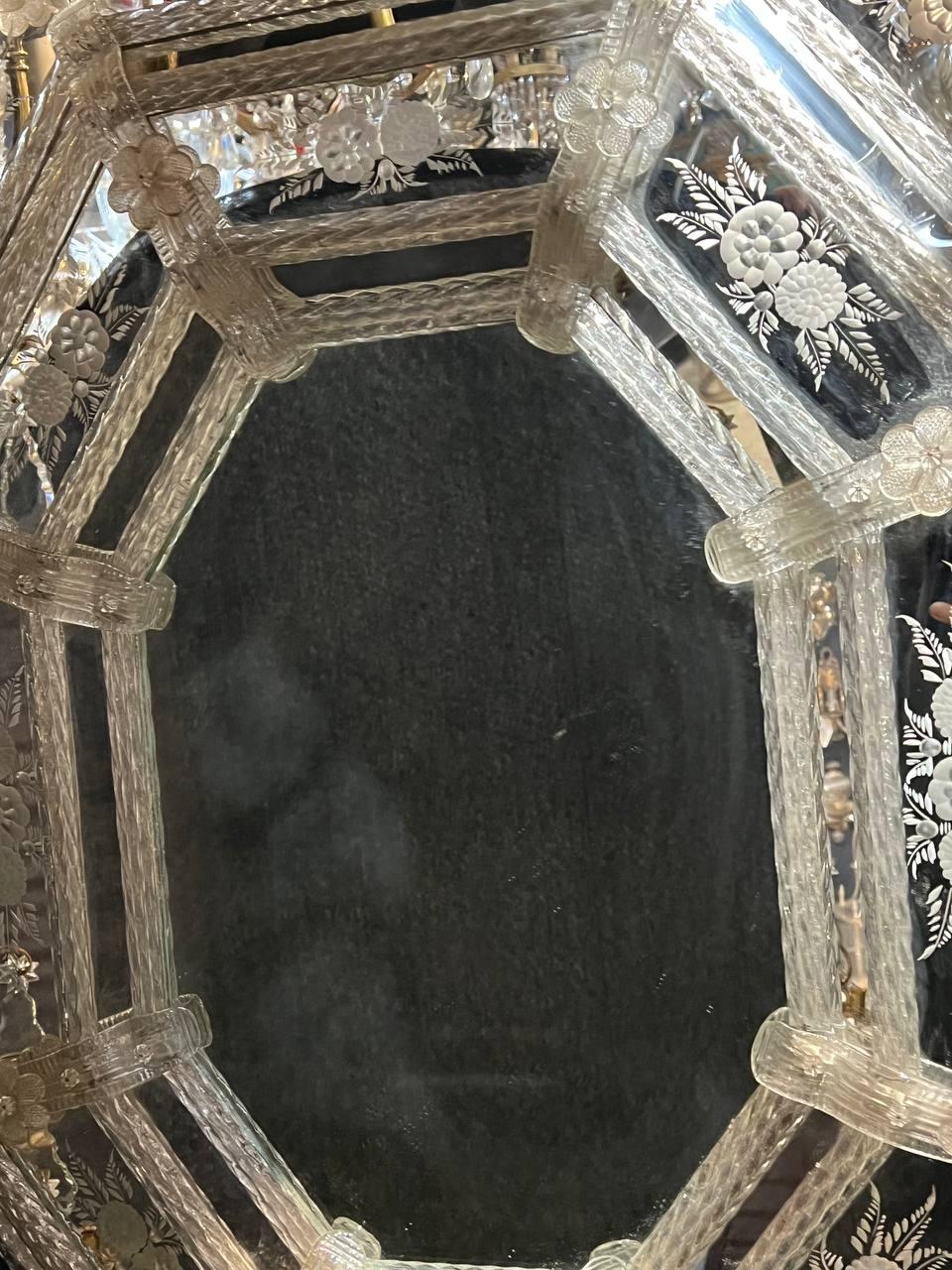 1920's Italian Venetian mirror with murano glass details. No ships, no broken 