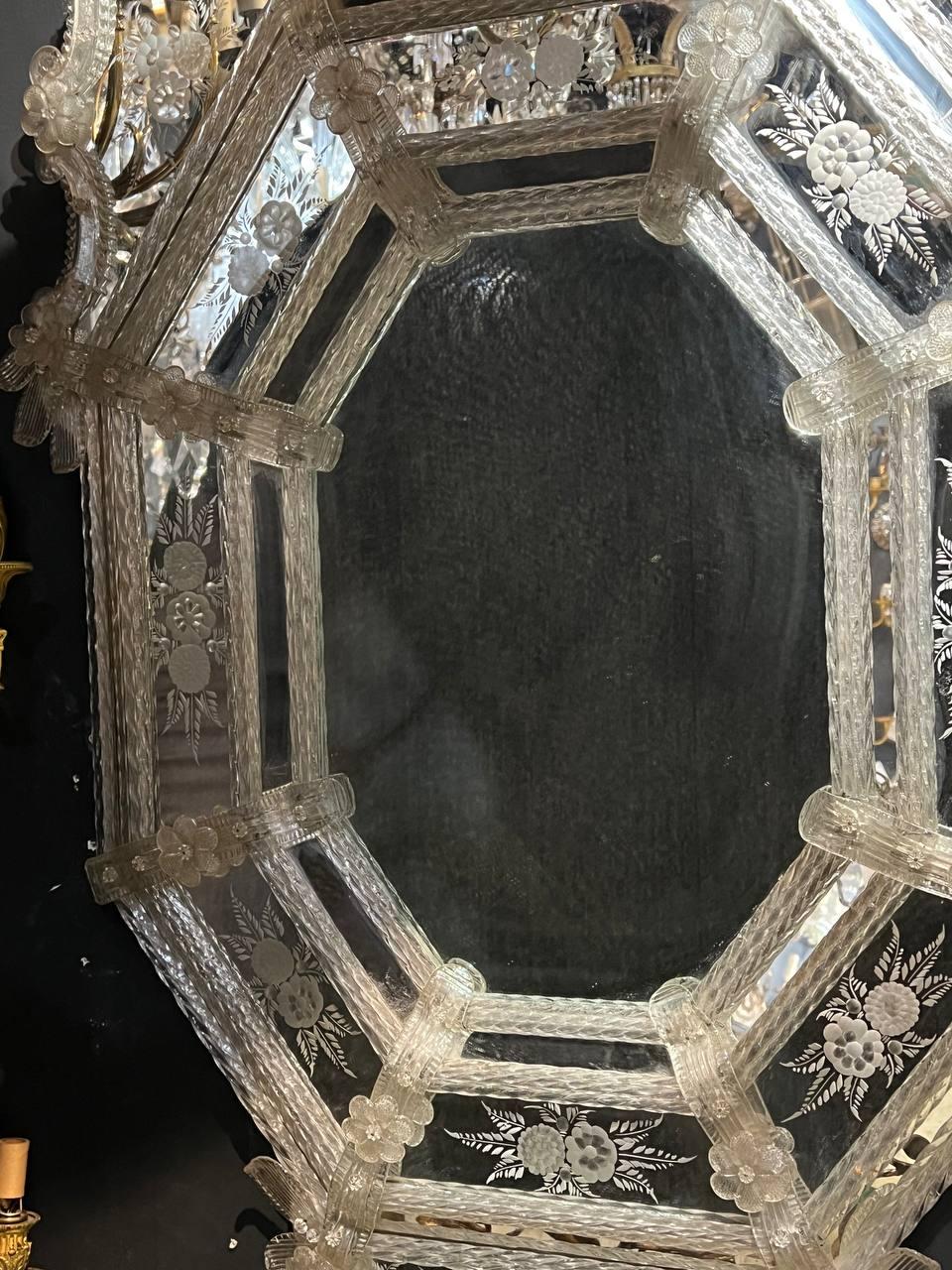 Italian 1920 Venetian Mirror with Murrano Glass