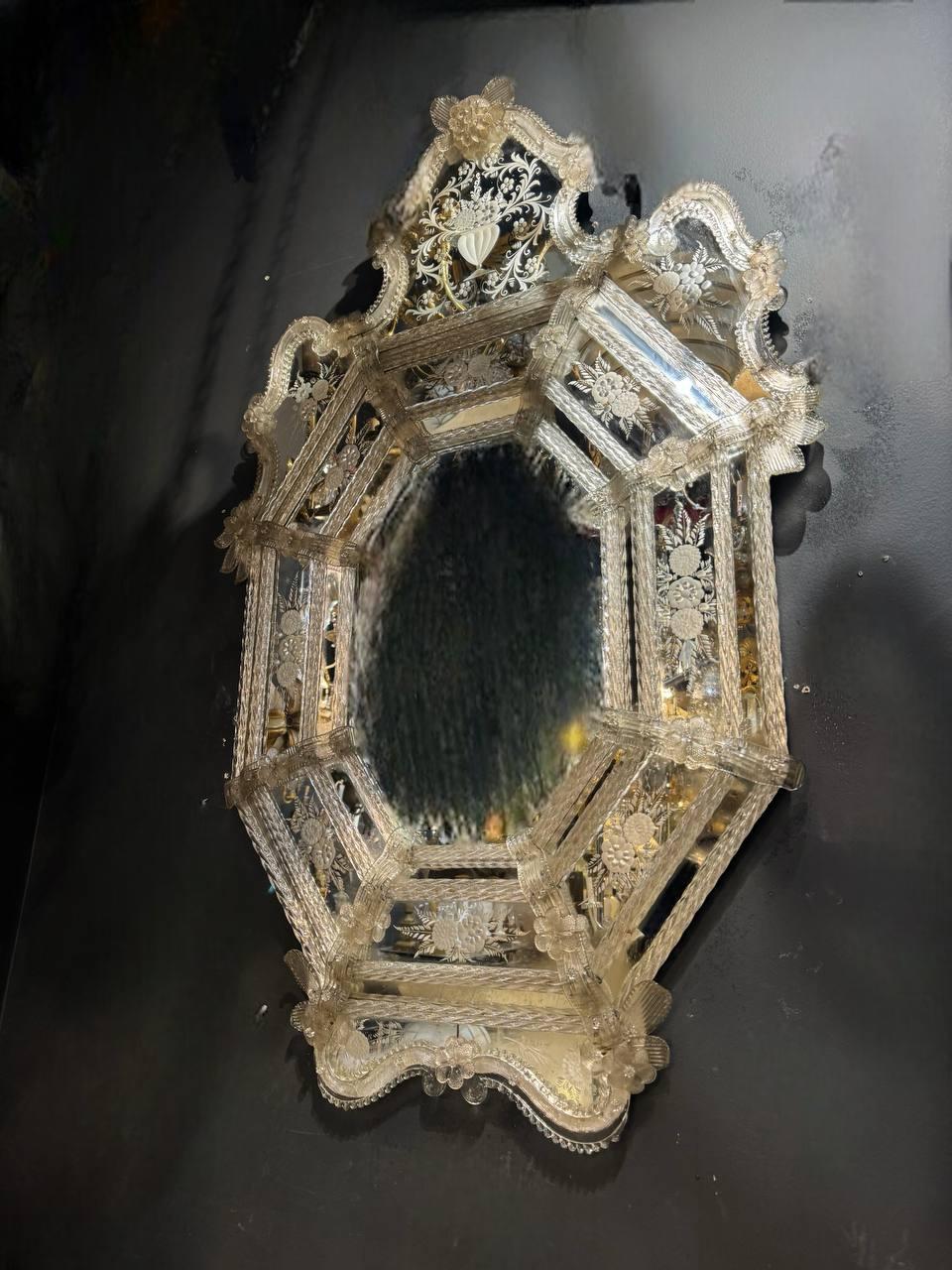 Early 20th Century 1920 Venetian Mirror with Murrano Glass