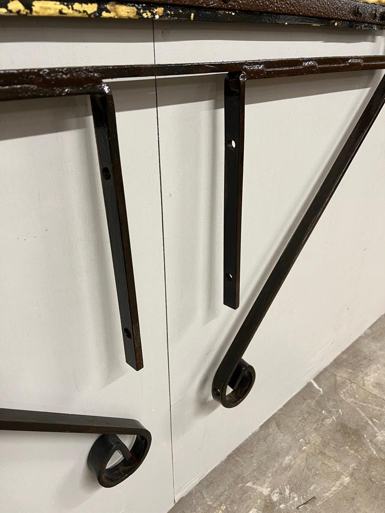 1920 Very Large Wrought Iron Double-Sided Hanging Sign — Main Road Garage 60x88 For Sale 6