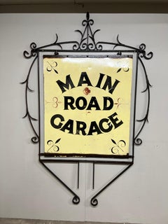 1920 Very Large Wrought Iron Double-Sided Hanging Sign — Main Road Garage 60x88