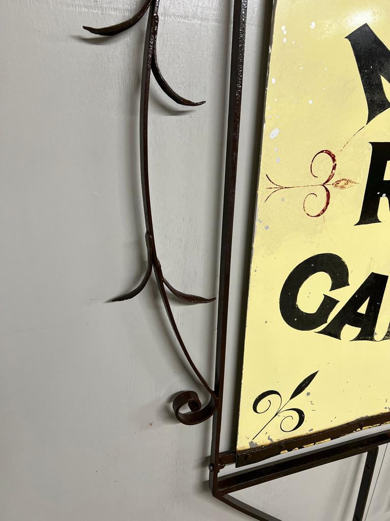 Metal 1920 Very Large Wrought Iron Double-Sided Hanging Sign — Main Road Garage 60x88 For Sale