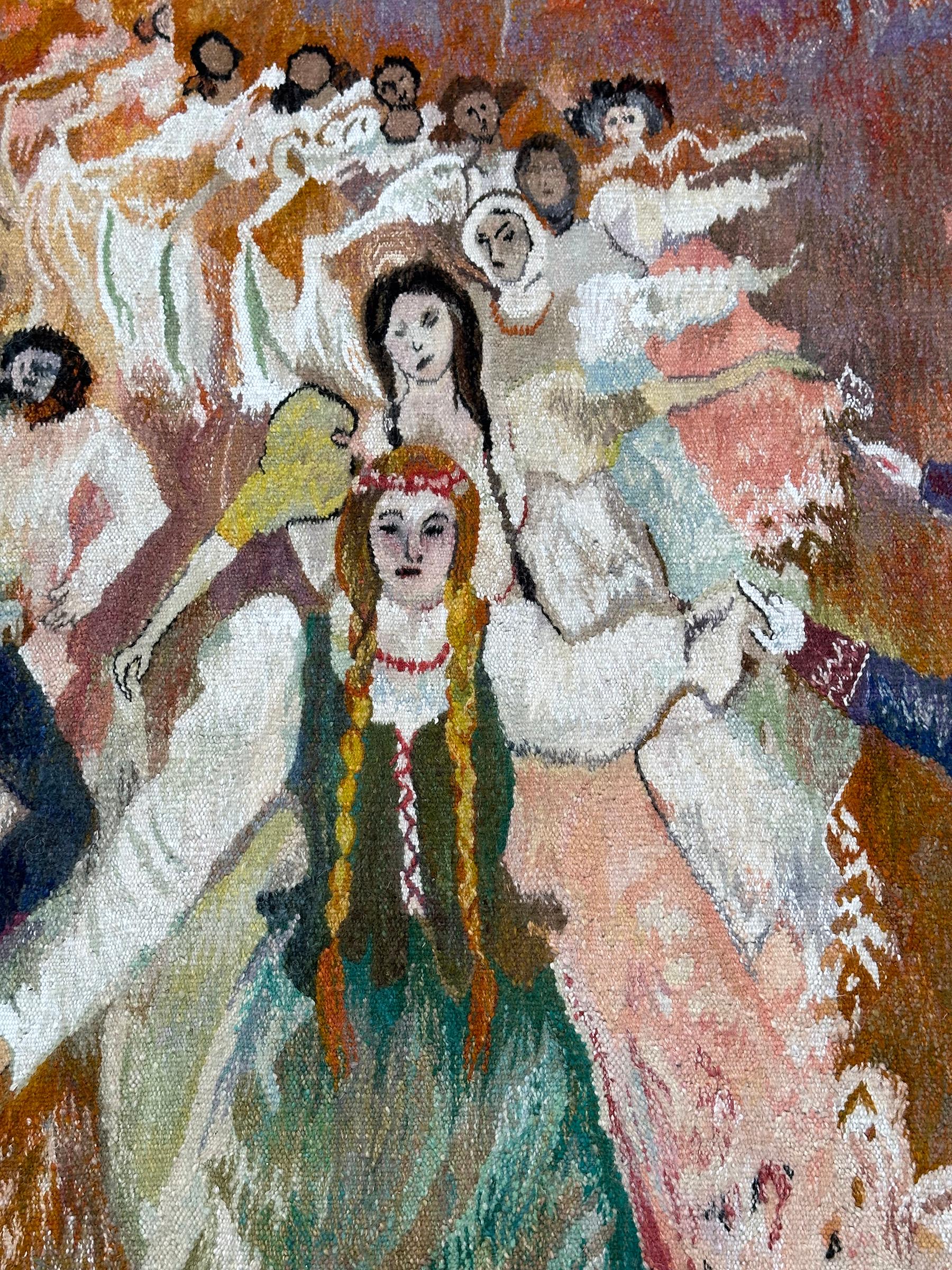 1920 Vintage Jugendstil Bildteppich 203x292cm Europäischer Wandteppich 7x10 im Angebot 3