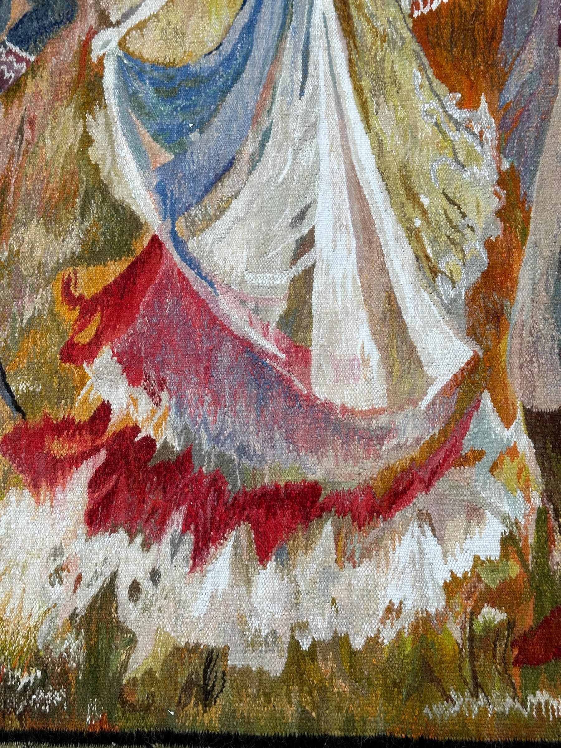 1920 Vintage Jugendstil Bildteppich 203x292cm Europäischer Wandteppich 7x10 im Angebot 4