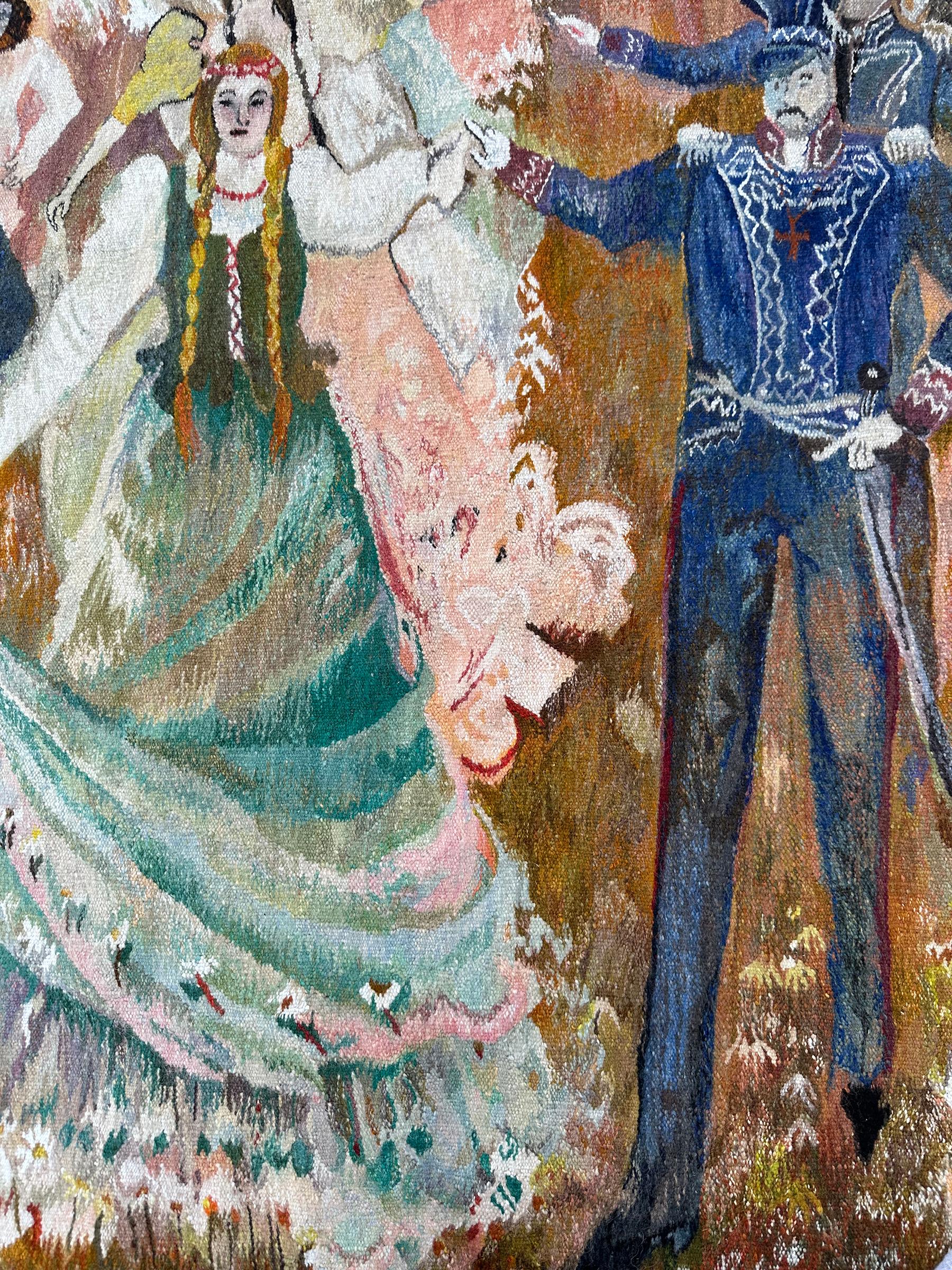 1920 Vintage Jugendstil Bildteppich 203x292cm Europäischer Wandteppich 7x10 im Angebot 6