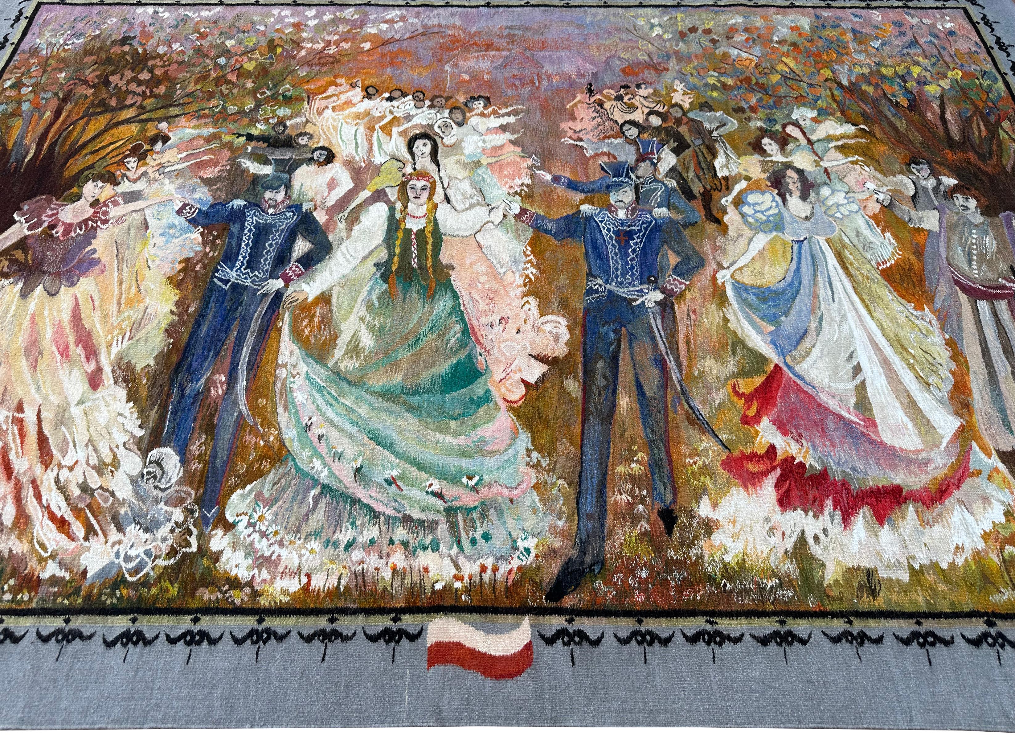 1920 Vintage Jugendstil Bildteppich 203x292cm Europäischer Wandteppich 7x10 im Angebot 9