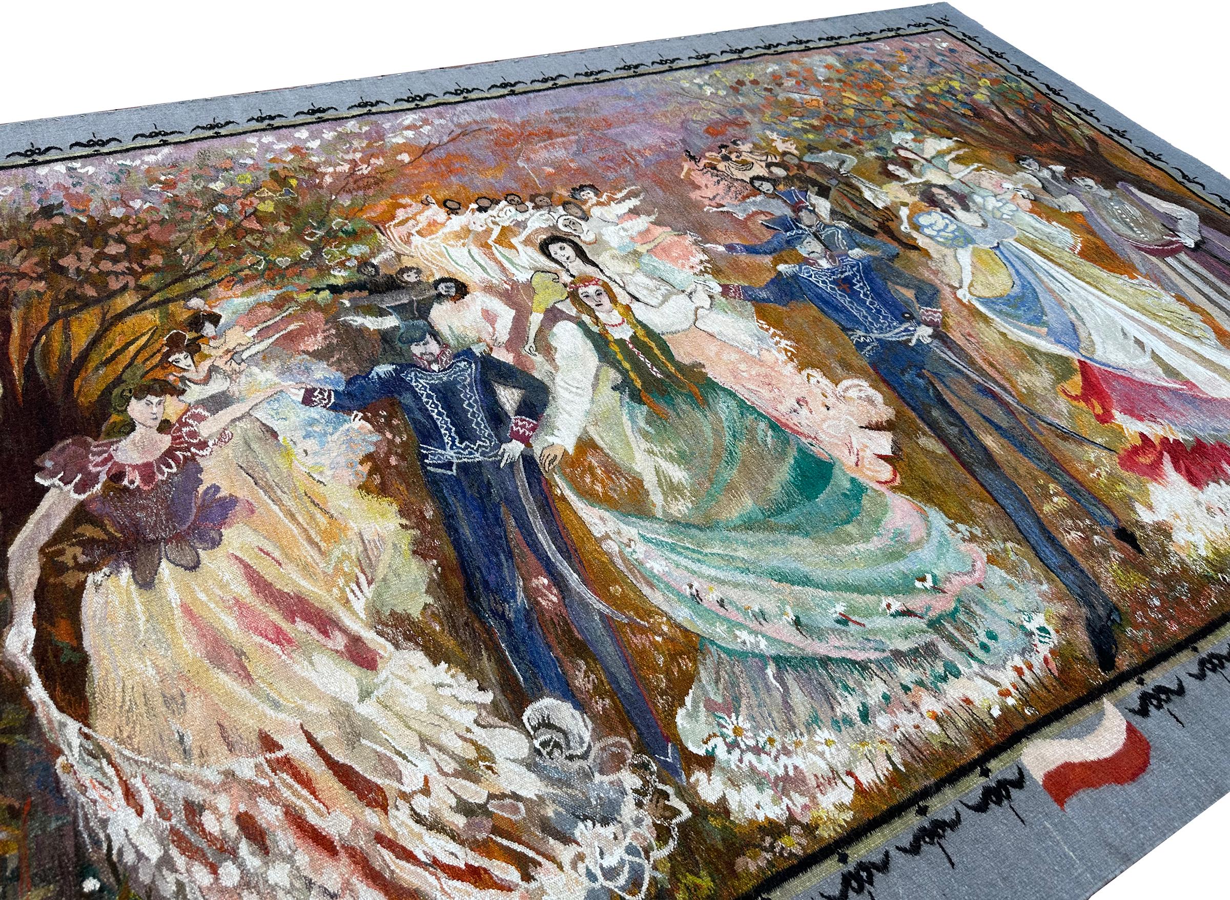 1920 Vintage Jugendstil Bildteppich 203x292cm Europäischer Wandteppich 7x10 im Angebot 10