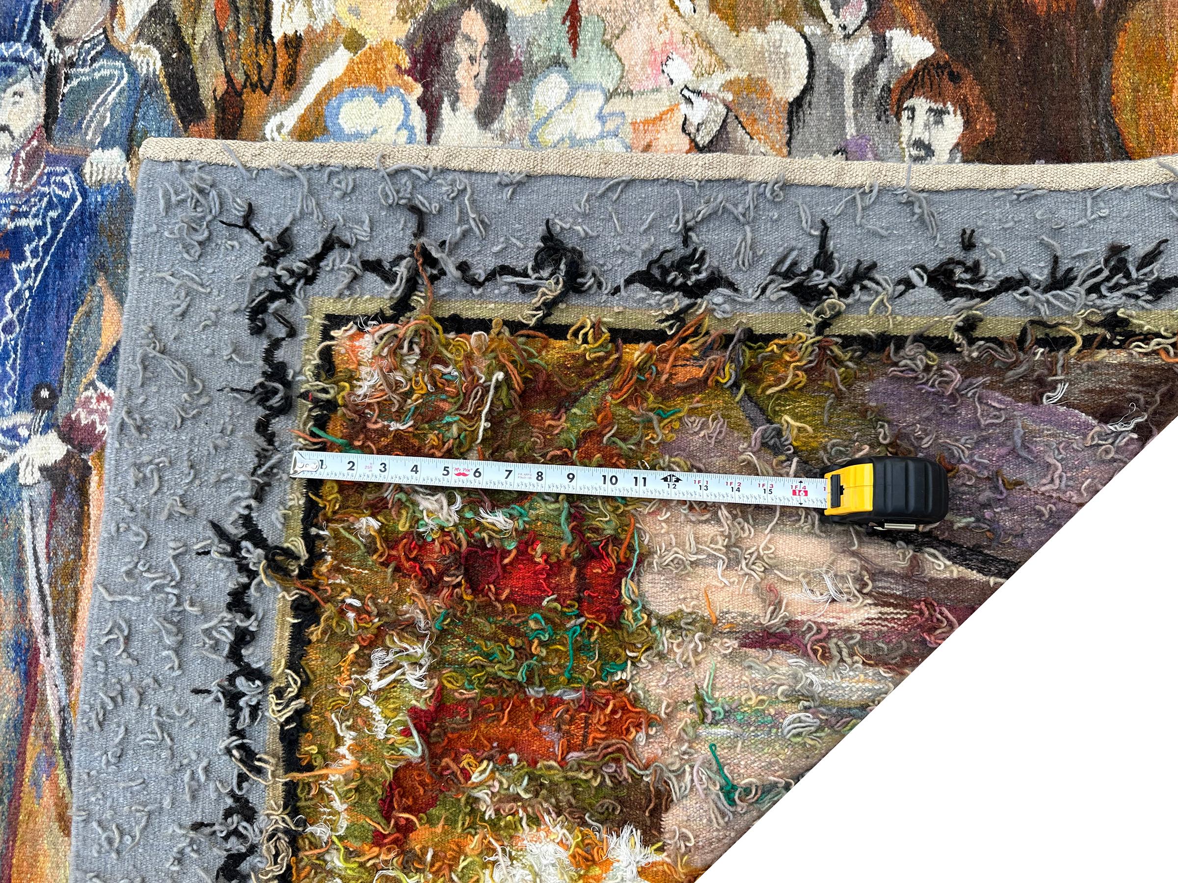 1920 Vintage Jugendstil Bildteppich 203x292cm Europäischer Wandteppich 7x10 im Angebot 11