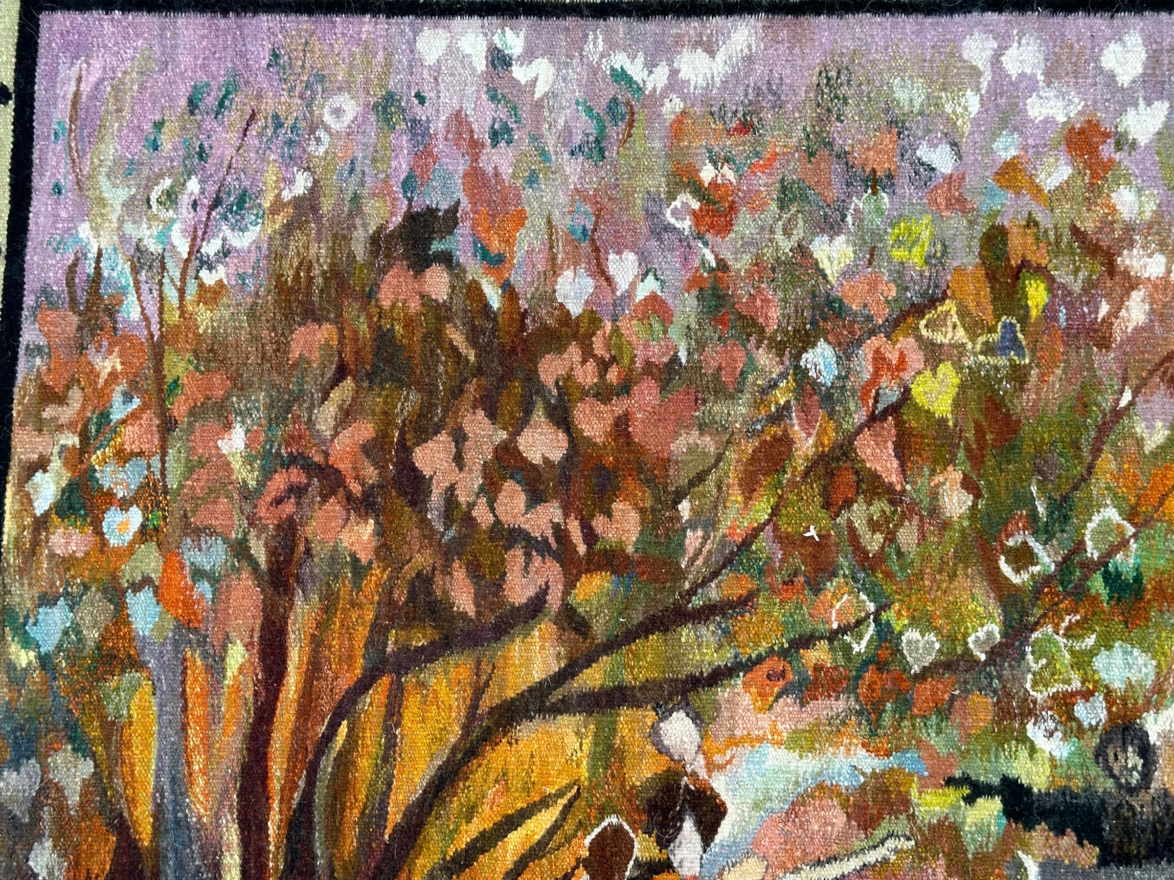 1920 Vintage Jugendstil Bildteppich 203x292cm Europäischer Wandteppich 7x10 (20. Jahrhundert) im Angebot