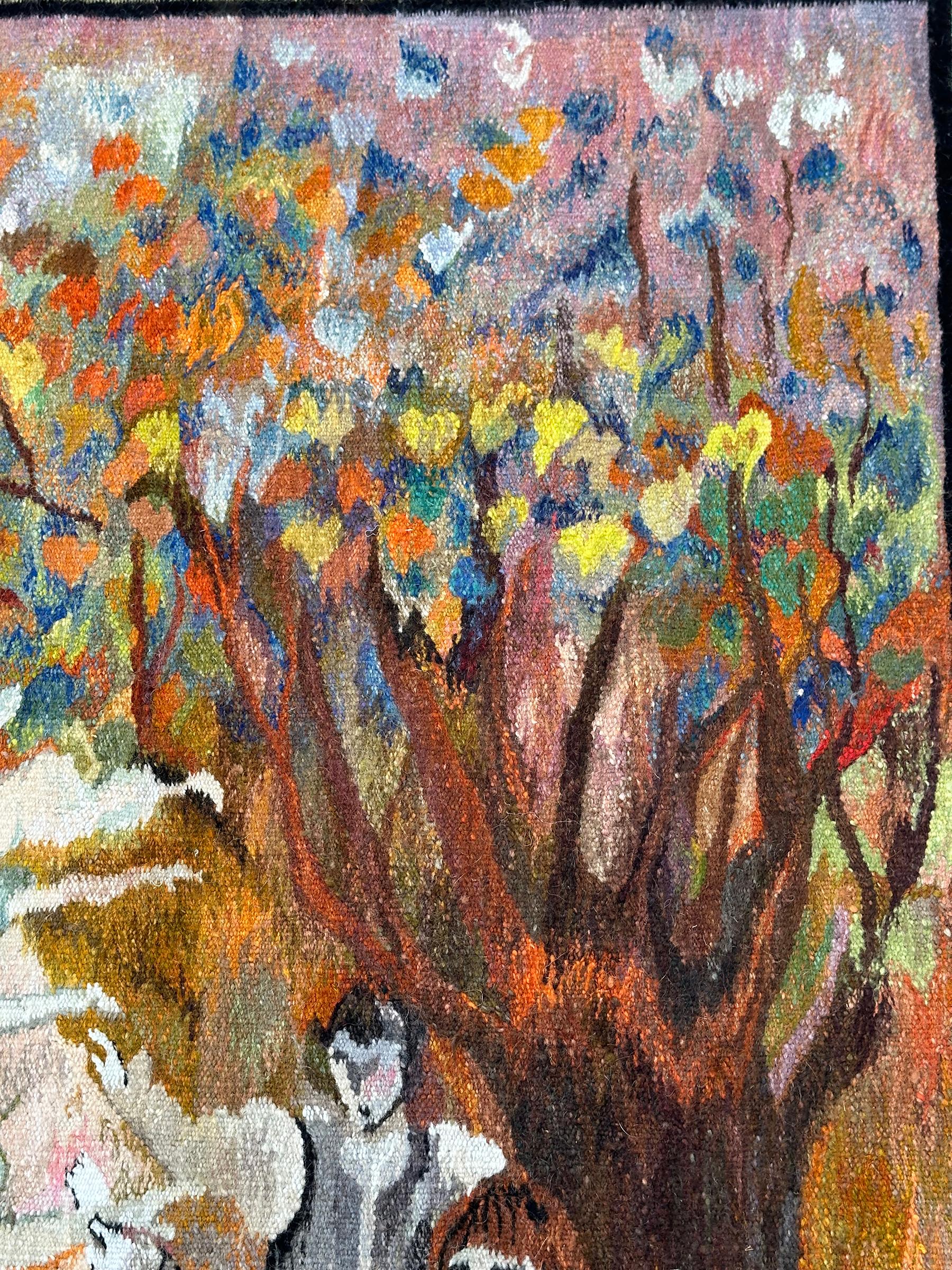 1920 Vintage Jugendstil Bildteppich 203x292cm Europäischer Wandteppich 7x10 im Angebot 1