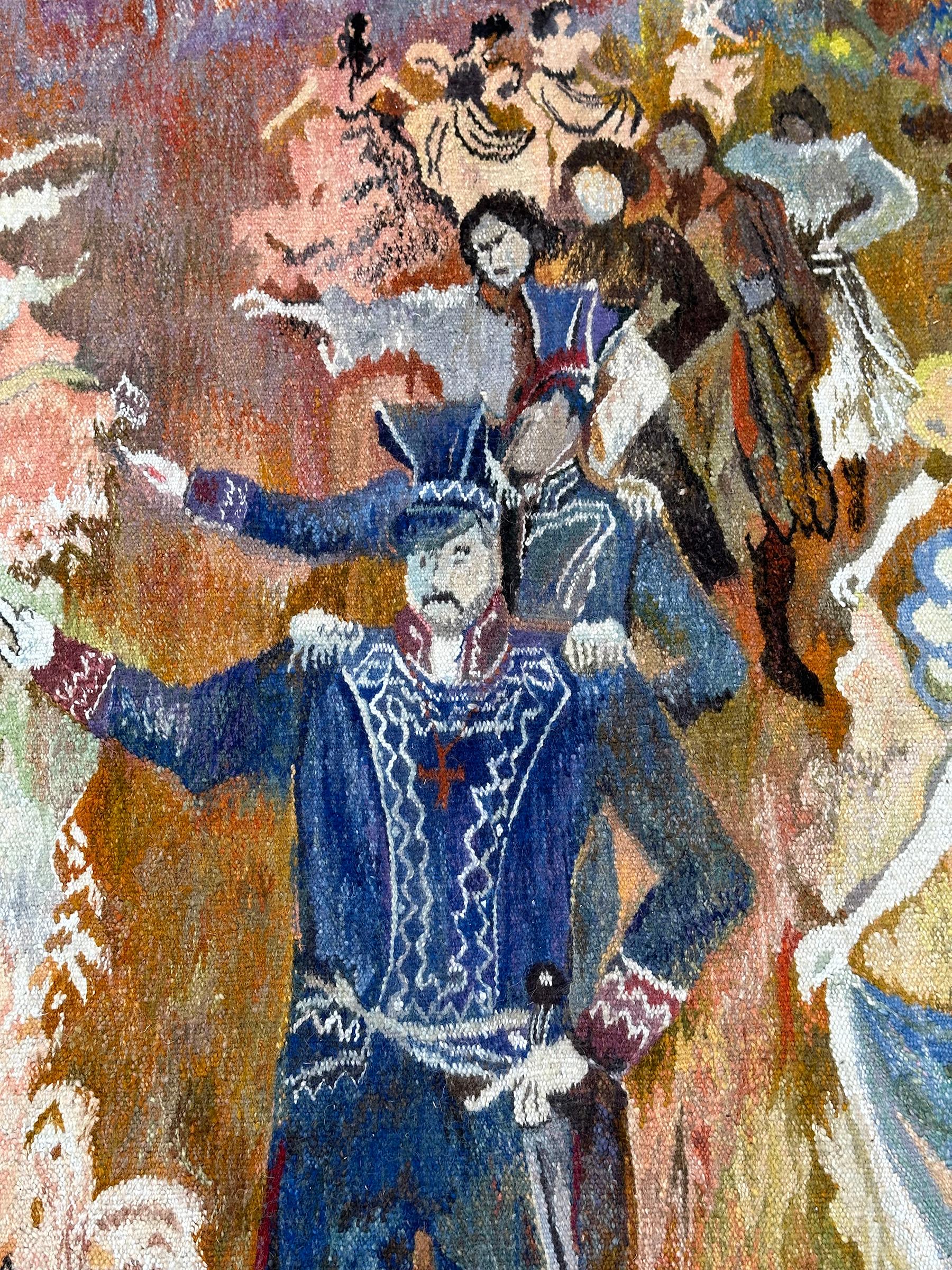 1920 Vintage Jugendstil Bildteppich 203x292cm Europäischer Wandteppich 7x10 im Angebot 2