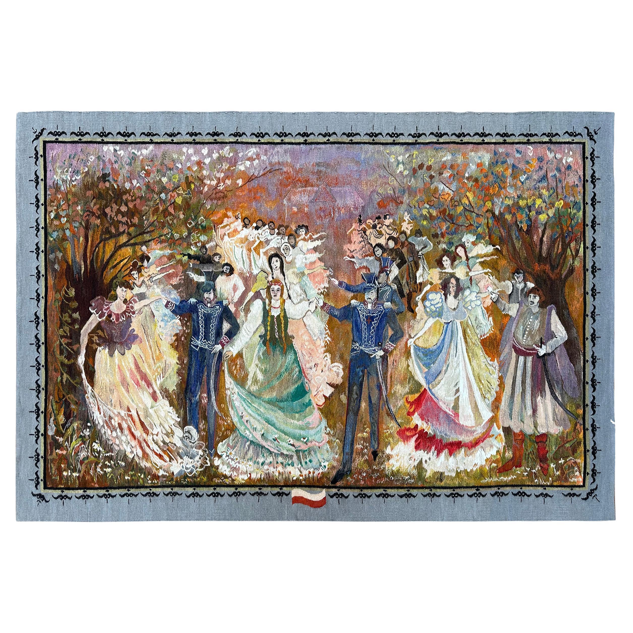 1920 Vintage Jugendstil Bildteppich 203x292cm Europäischer Wandteppich 7x10
