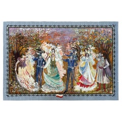 1920 Vintage Art Nouveau Figurative Tapestry 203x292cm European Tapestry 7x10