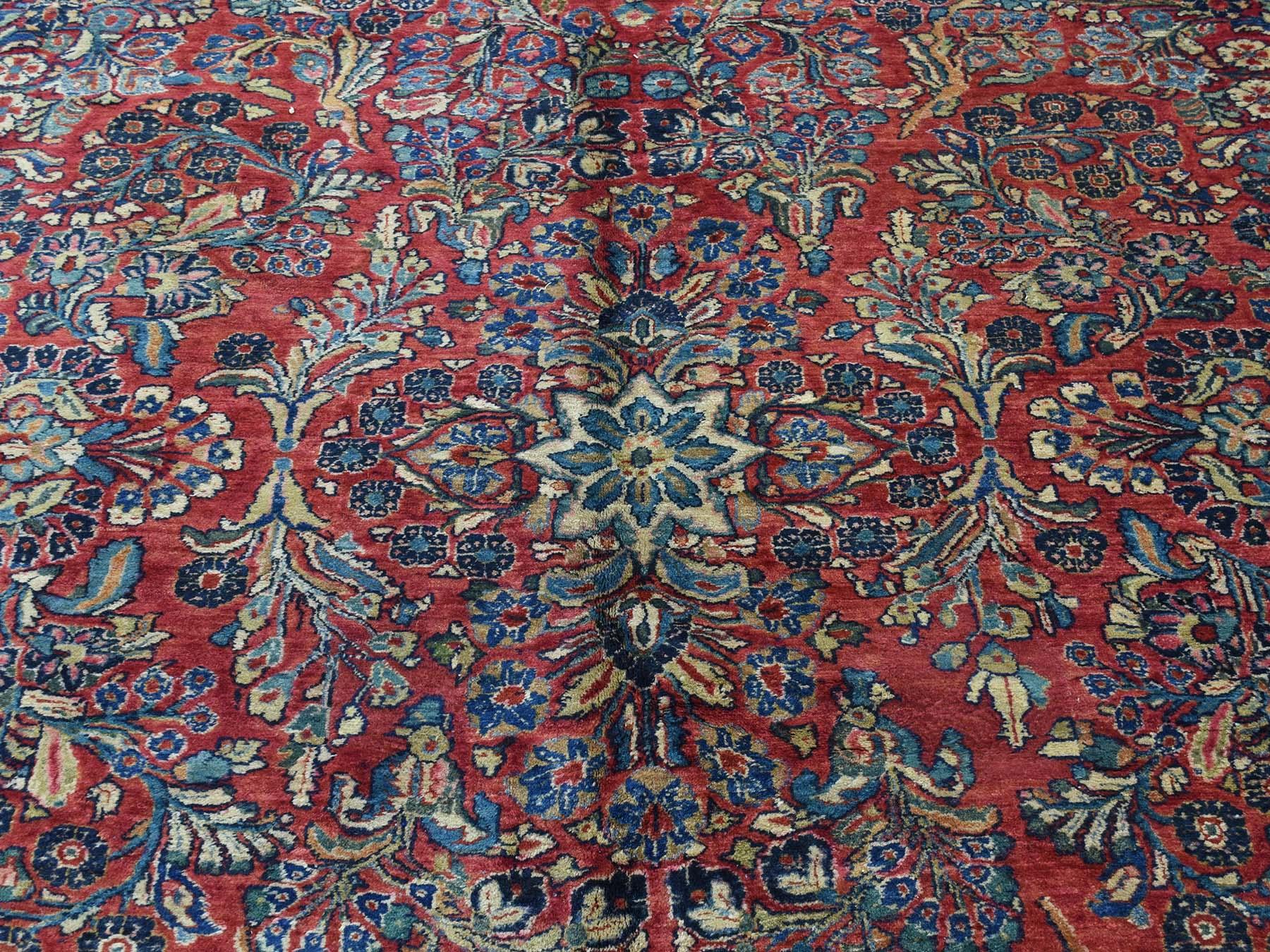 1920 Vintage Hand Knotted Persian Sarouk Gallery Size Rug For Sale 3