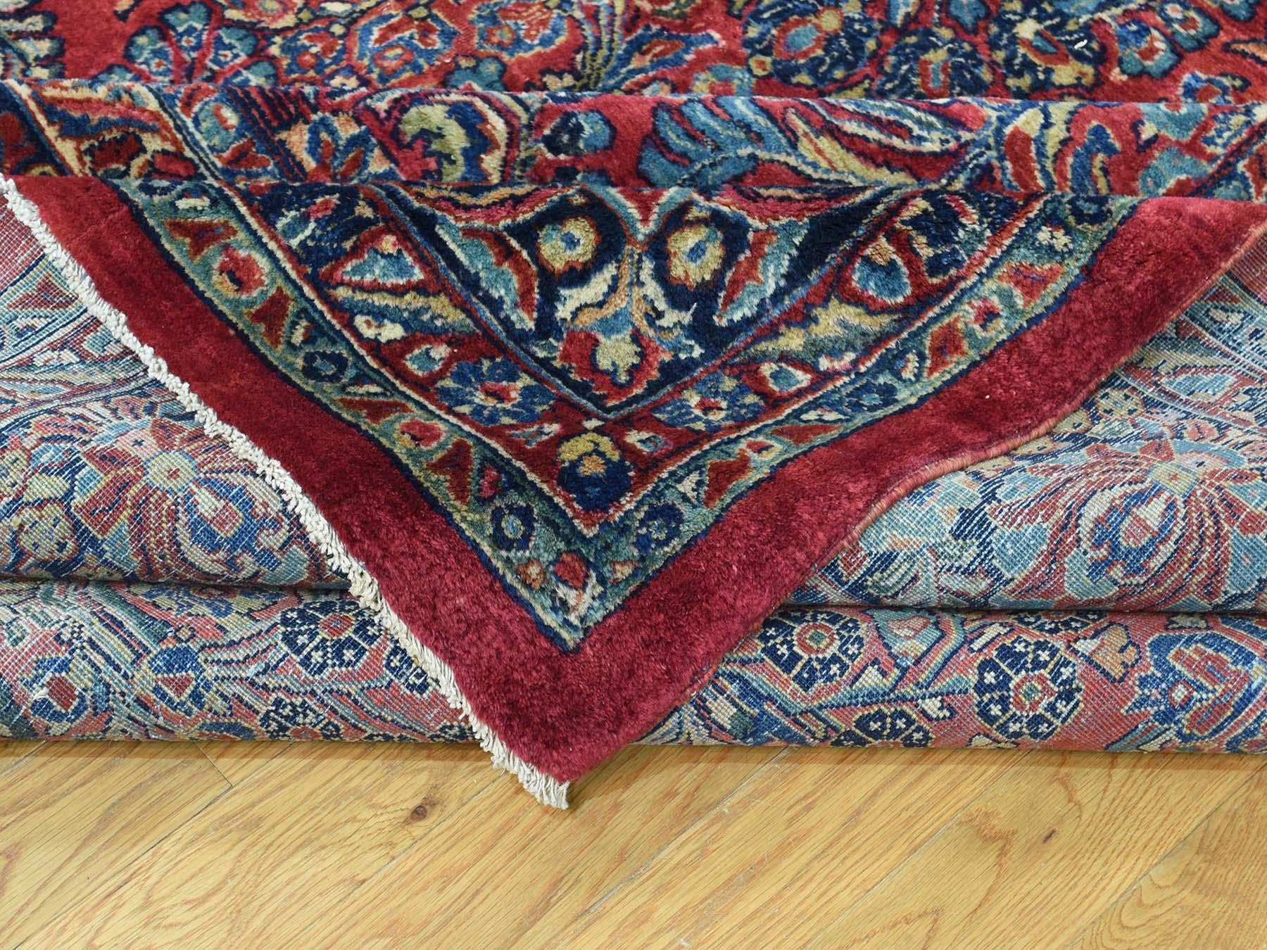 1920 Vintage Hand Knotted Persian Sarouk Gallery Size Rug For Sale 1