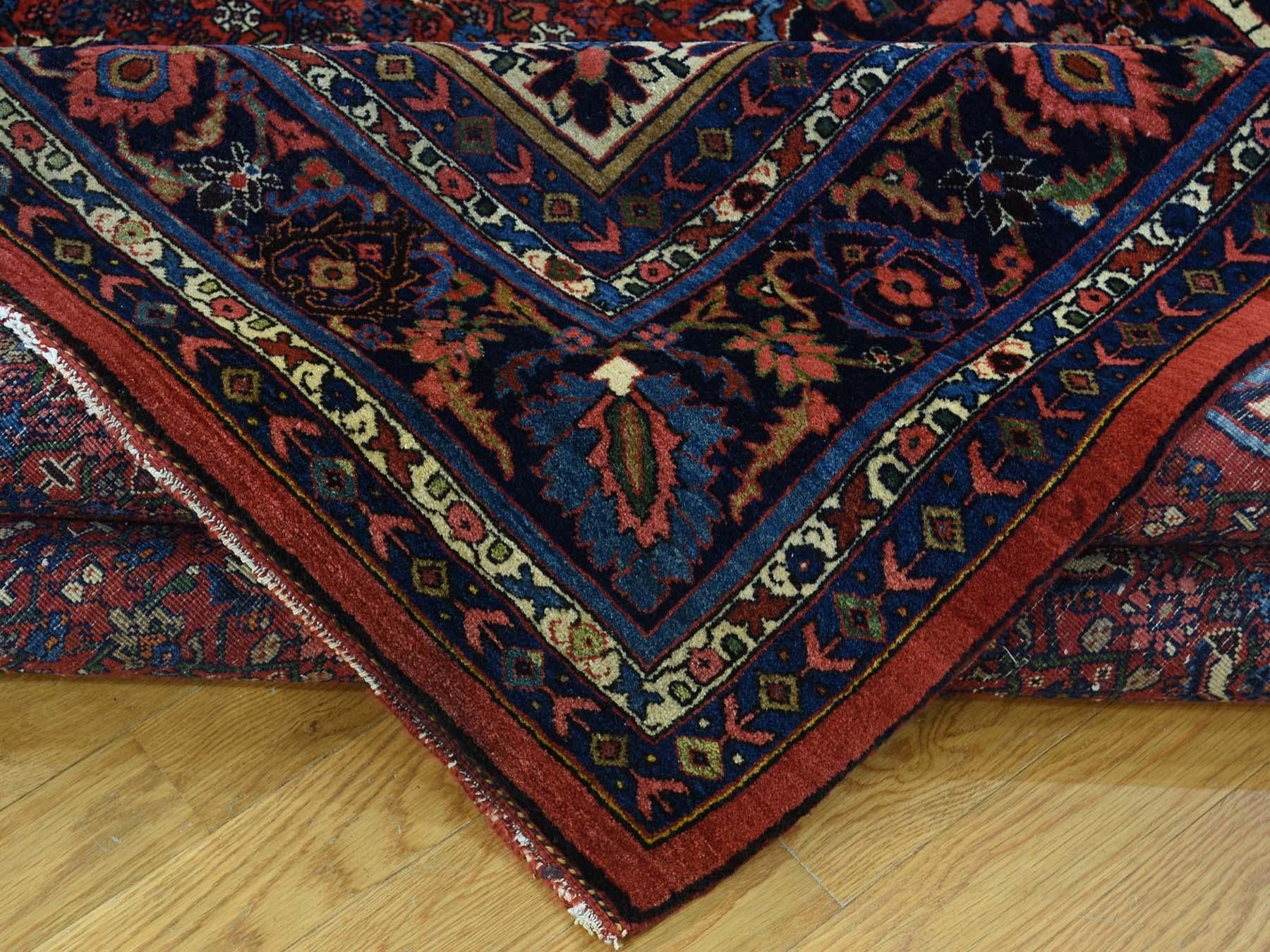 Hand-Knotted 1920 Vintage Persian Bidjar Rug, Full Pile and Clean For Sale