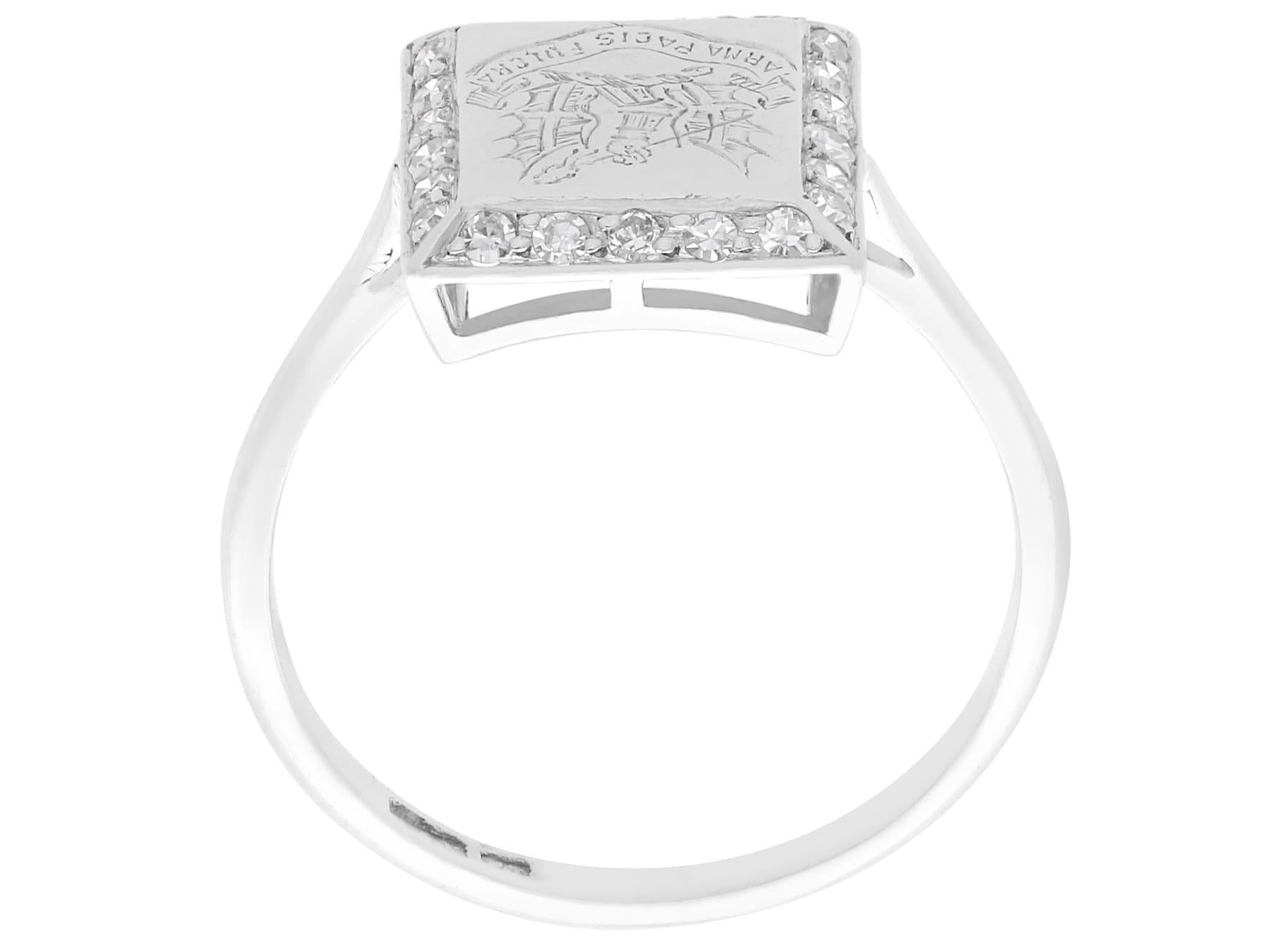 Women's or Men's 1920s 0.20 Carat Diamond Platinum Cocktail Ring For Sale