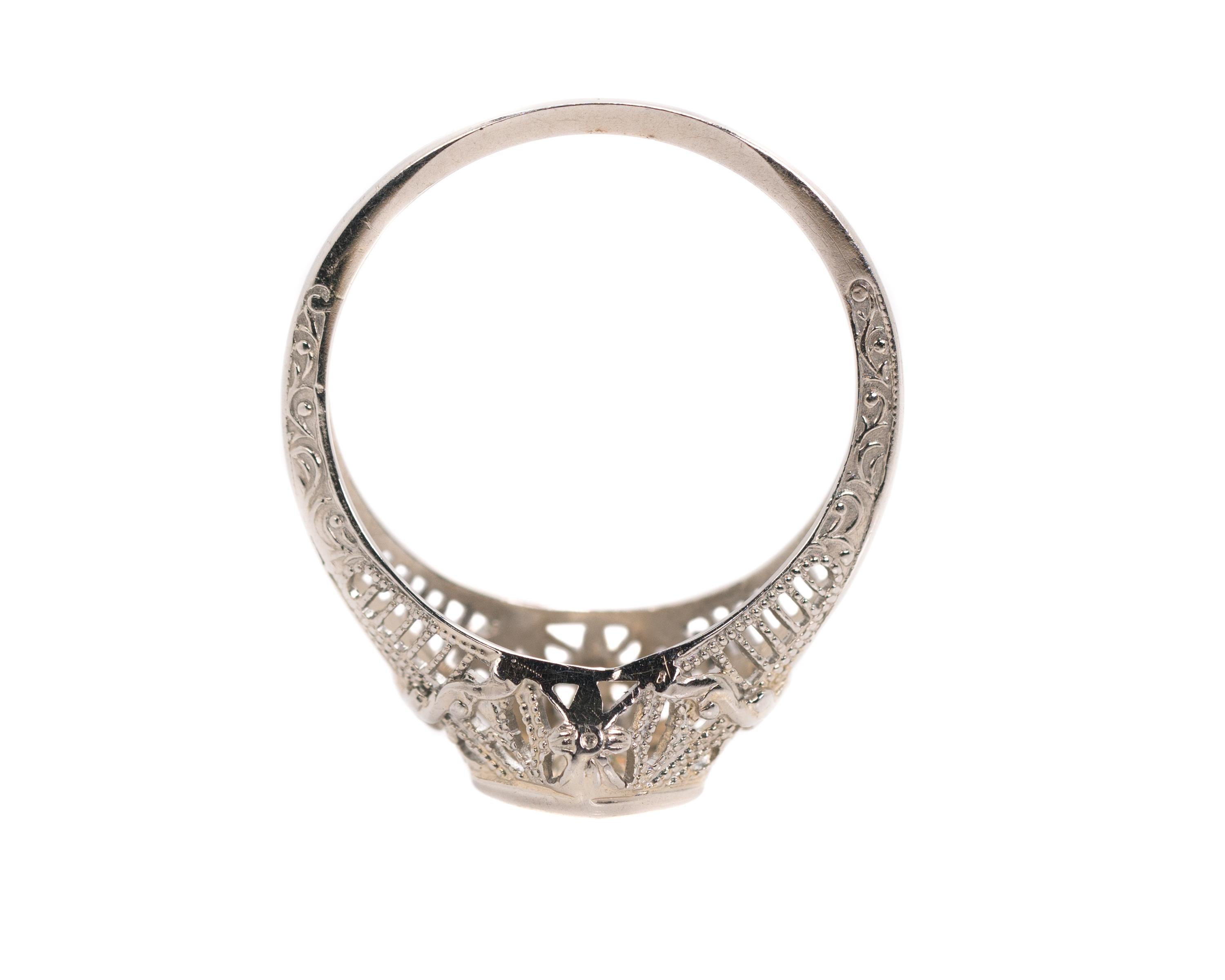 1920s 0.50 Carat Old European Diamond 18 Karat White Gold Engagement Ring For Sale 1