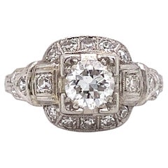 1920s 0.60 Carat Old European Cut Diamond Engagement Ring in Platinum
