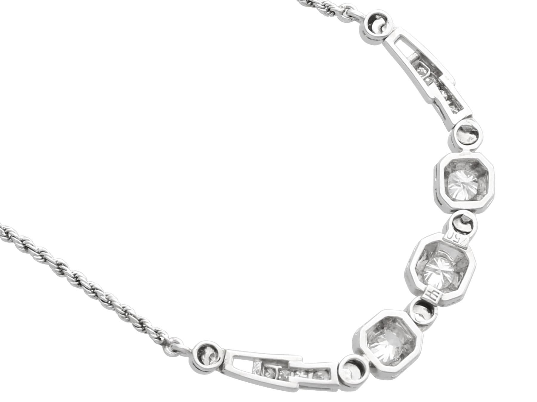 Women's or Men's 1920s 0.66 Carat Diamond and 18k White Gold Necklace For Sale