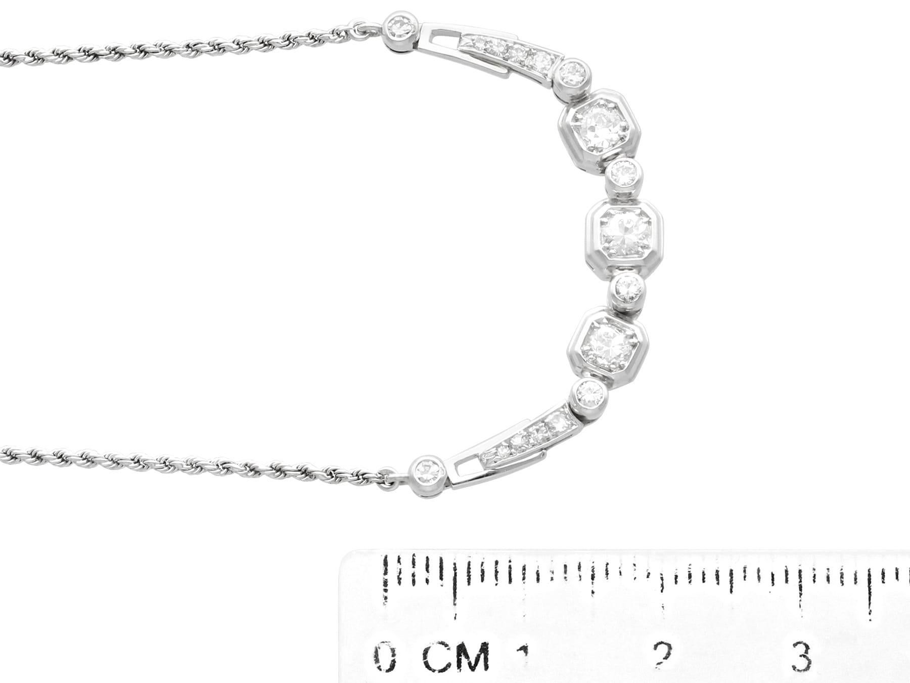 1920s 0.66 Carat Diamond and 18k White Gold Necklace For Sale 1
