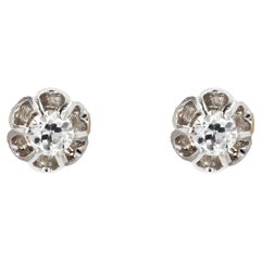 1920s 0.80 Carat Diamonds Set Dahlia 18 Karat White Gold Earrings