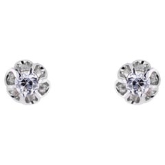 1920s 0.80 Carat Diamonds Set Dahlia 18 Karat White Gold Earrings