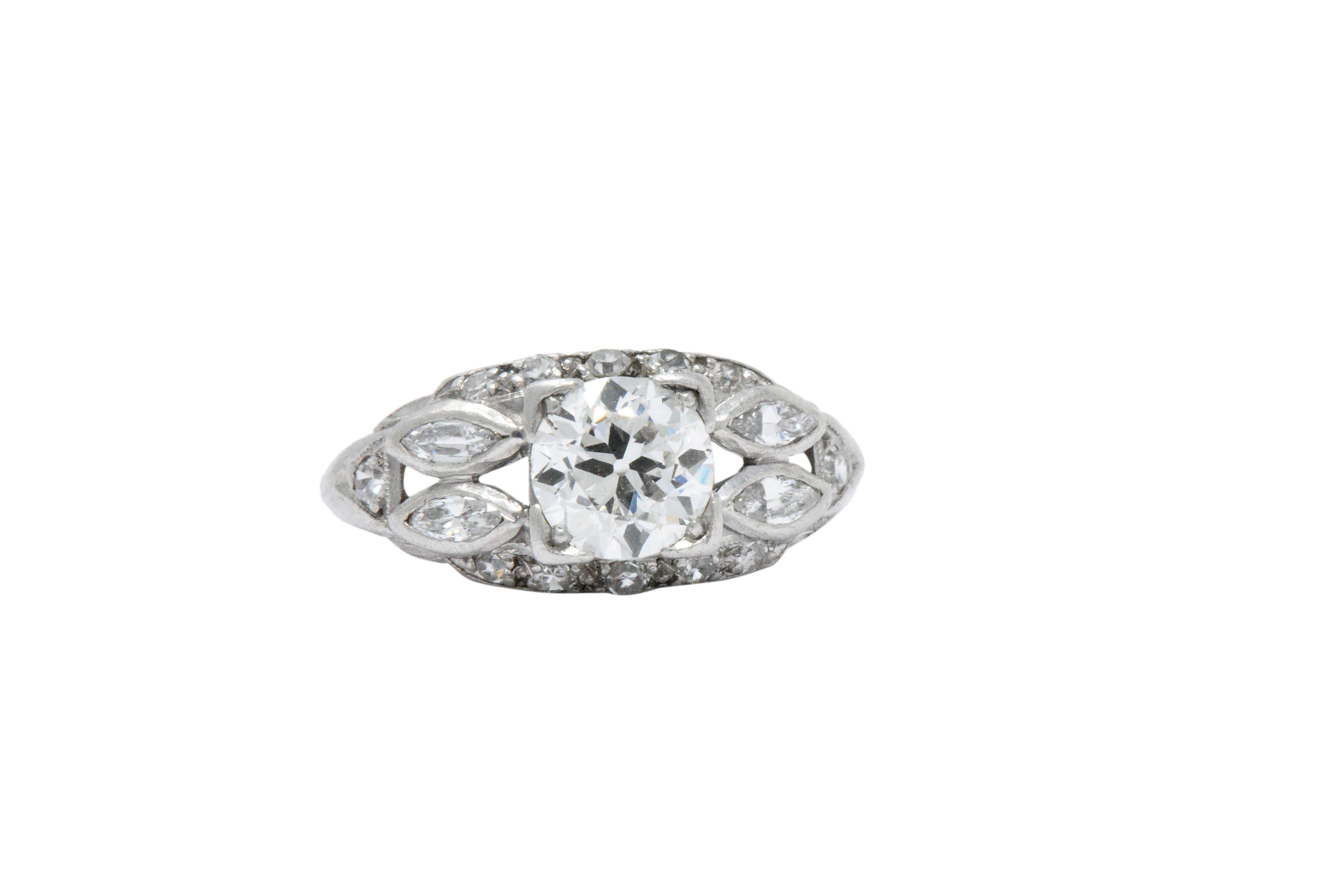 1920's 0.95 CTW Old European Diamond & Platinum Engagement Alternative Ring In Excellent Condition In Philadelphia, PA