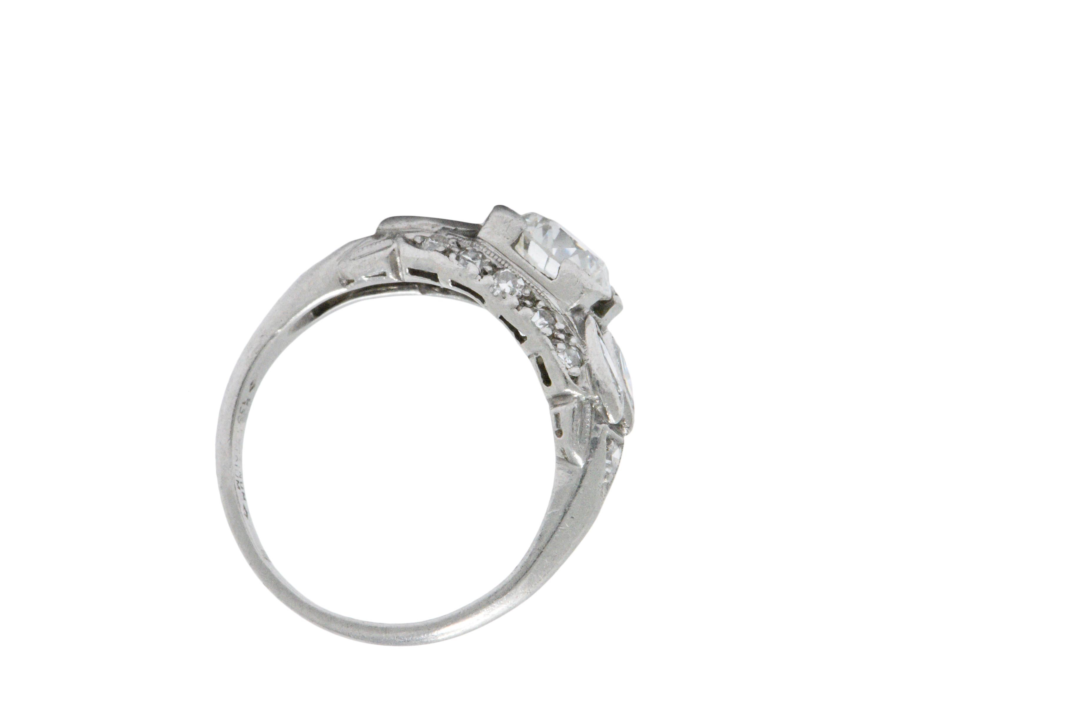 Women's or Men's 1920's 0.95 CTW Old European Diamond & Platinum Engagement Alternative Ring