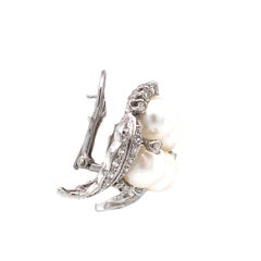 1920s 1 Carat Diamond and Pearl Earrings in 14 Karat White Gold