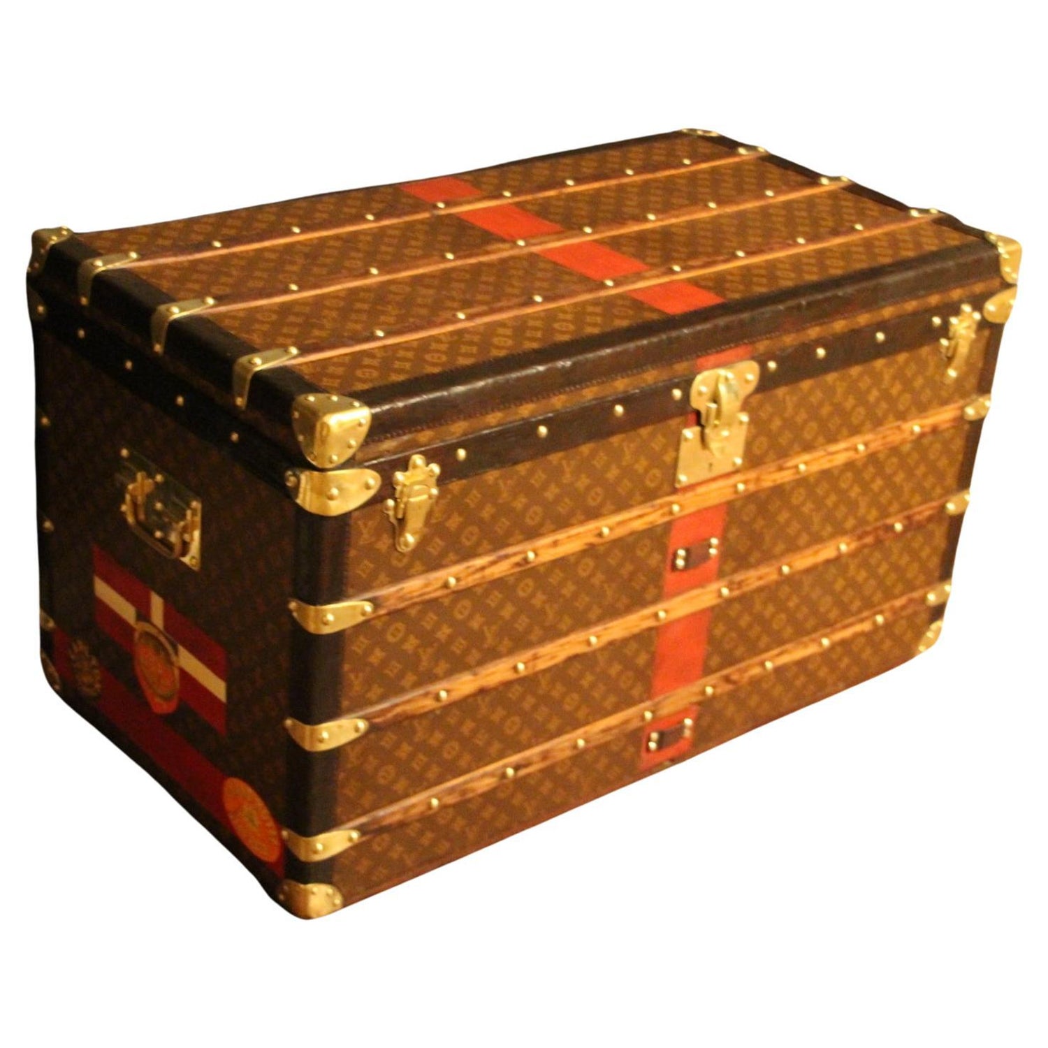A LIMITED EDITION PAINTED MONOGRAM COURRIER LOZINE TRUNK 110 WITH