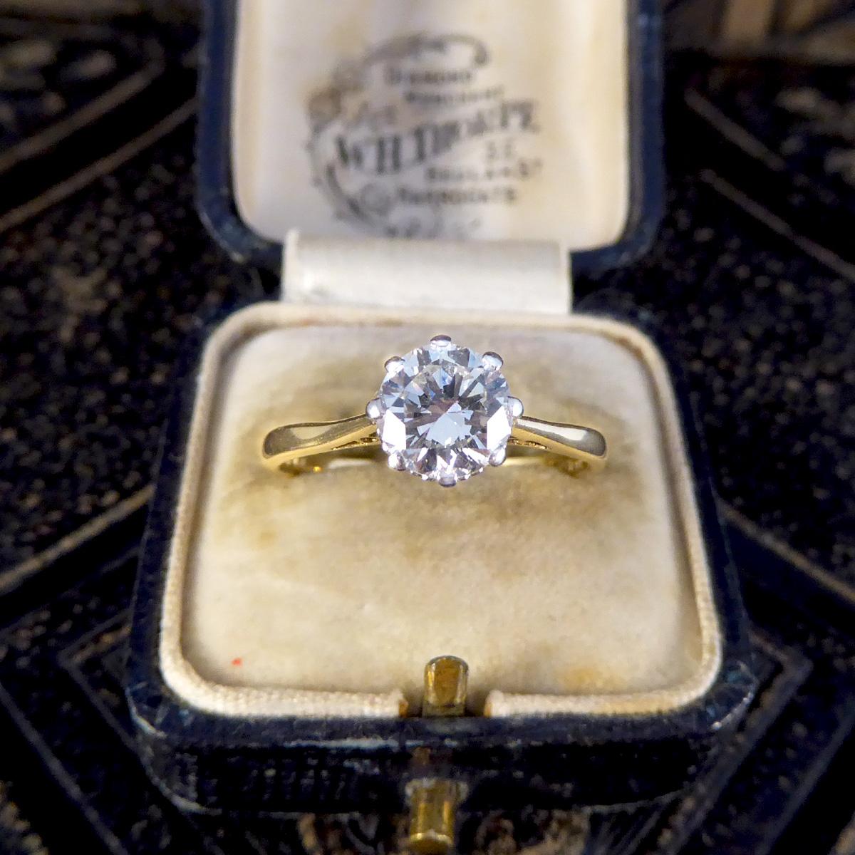 Bague de fiançailles solitaire en or jaune 18 carats et platine avec diamants de 1,00 carat des années 1920 1
