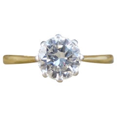 Antique 1920's 1.00ct Diamond Solitaire Engagement Ring in 18ct Yellow Gold and Platinum