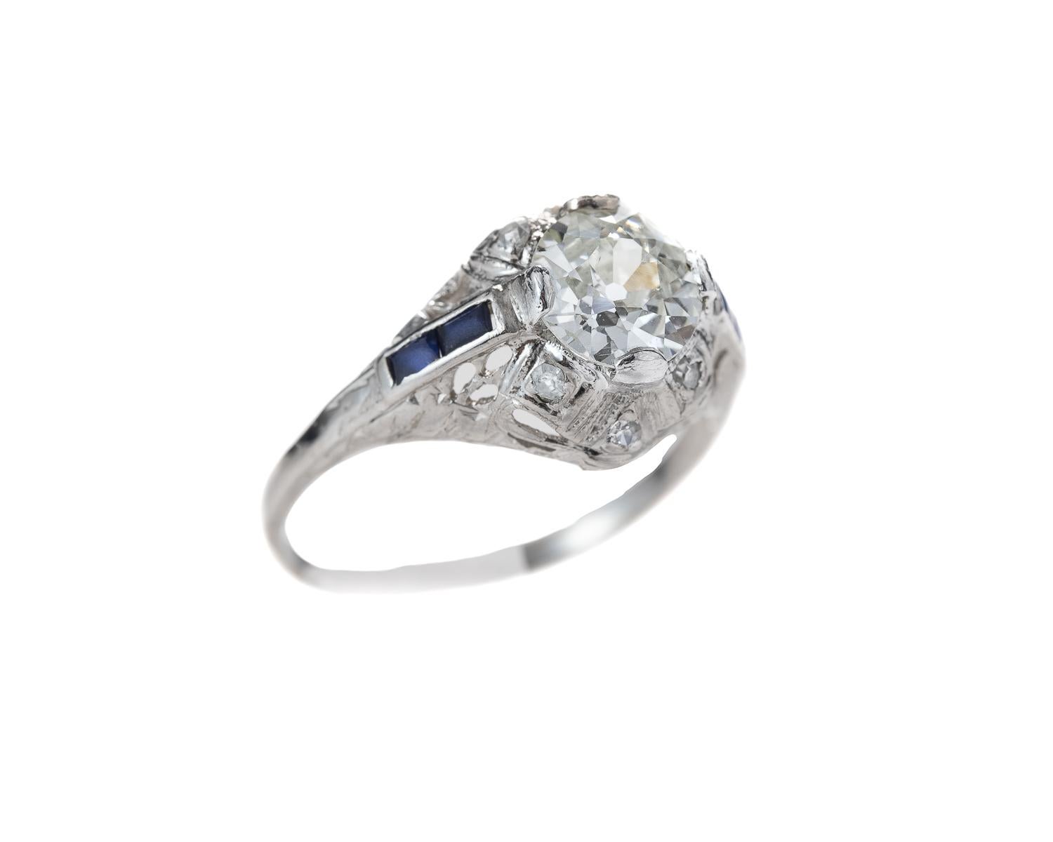 Art Deco 1920s 1.04 Carat Old Mine Diamond Engagement Ring