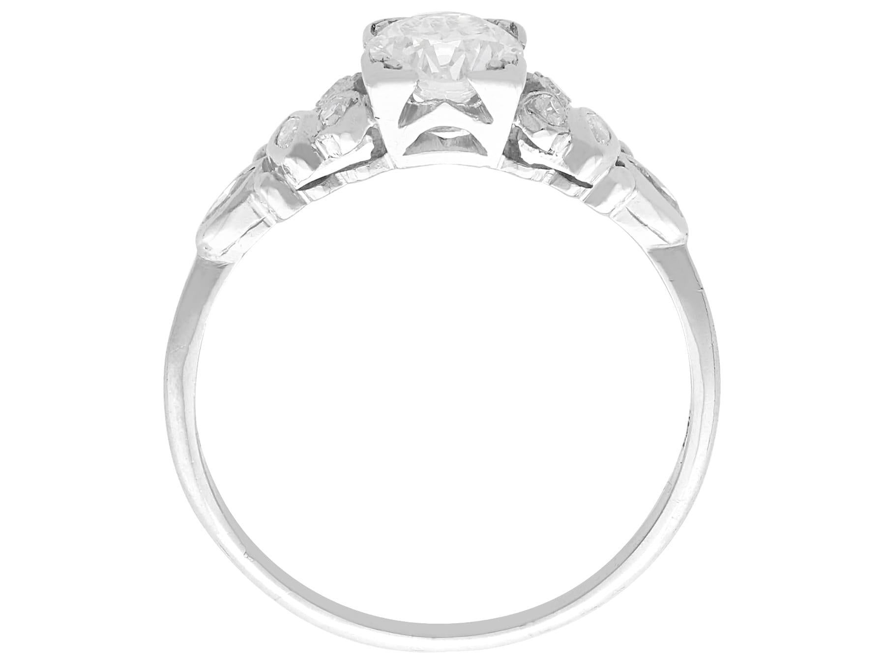 Women's or Men's 1920s 1.11ct Diamond and Platinum Solitaire Ring