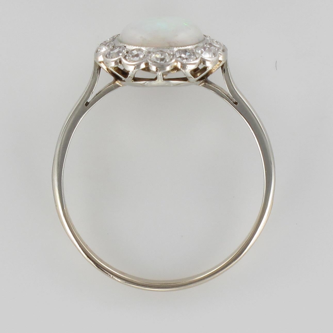 1920s 1.20 Carat Opal Diamonds Platinum Daisy Ring 8