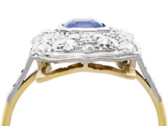 1920s 1.20 Carat Sapphire and Diamond Yellow Gold Platinum Set Cocktail Ring