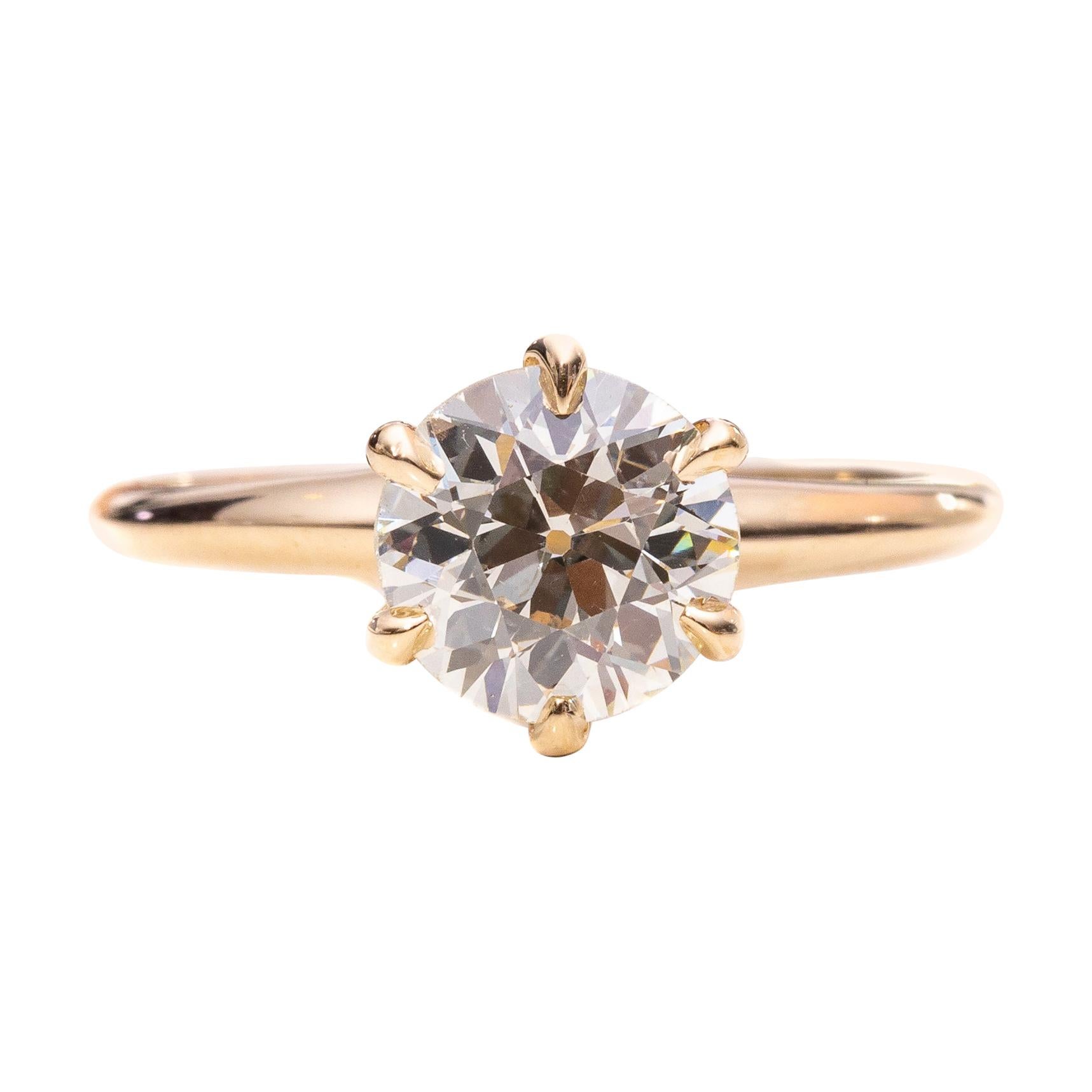 1920s 1.29 Carat Old European Diamond Engagement Ring