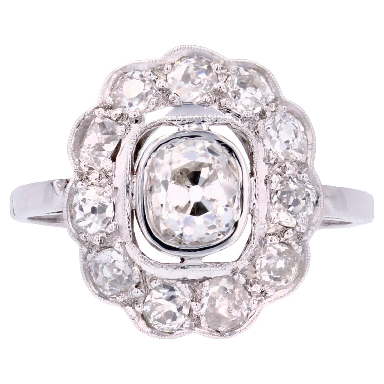 Tiffany and Co. Platinum Diamond Flower Cluster Ring at 1stDibs ...