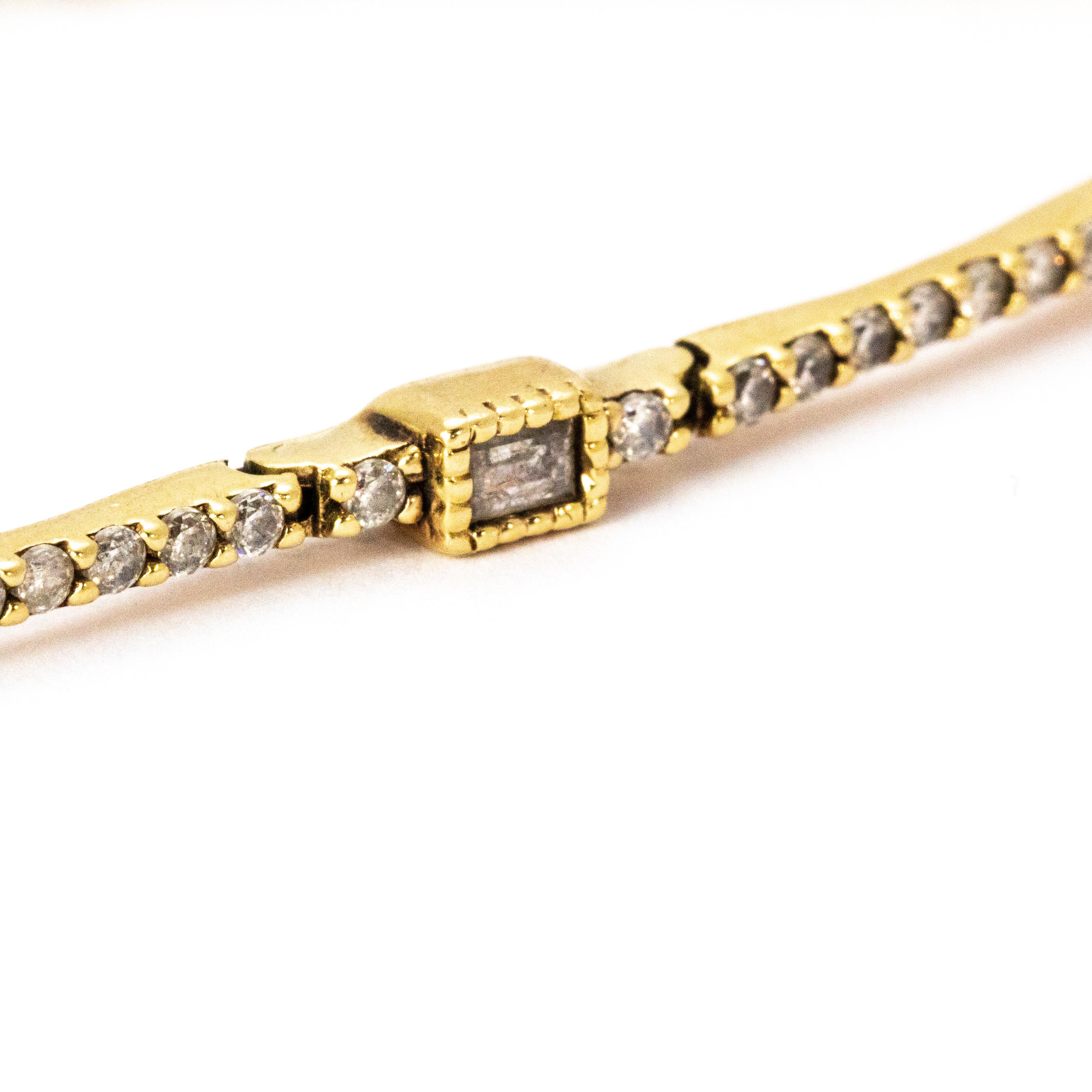 Art Deco 1920s 14 Karat Yellow Gold Diamond Bracelet