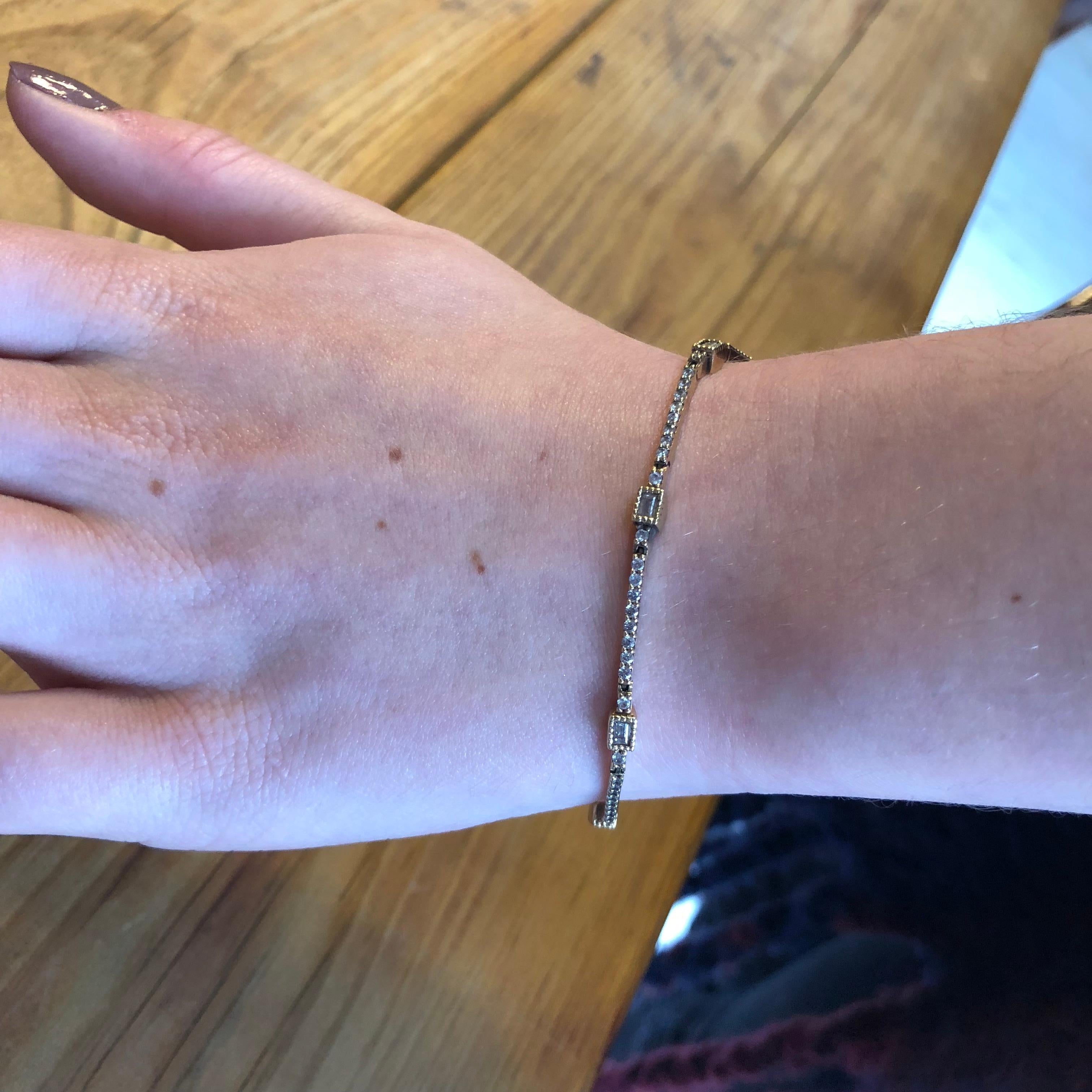 1920s 14 Karat Yellow Gold Diamond Bracelet In Good Condition In Chipping Campden, GB
