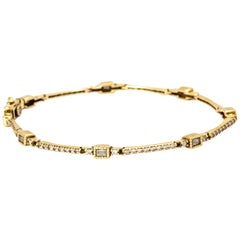 1920s 14 Karat Yellow Gold Diamond Bracelet