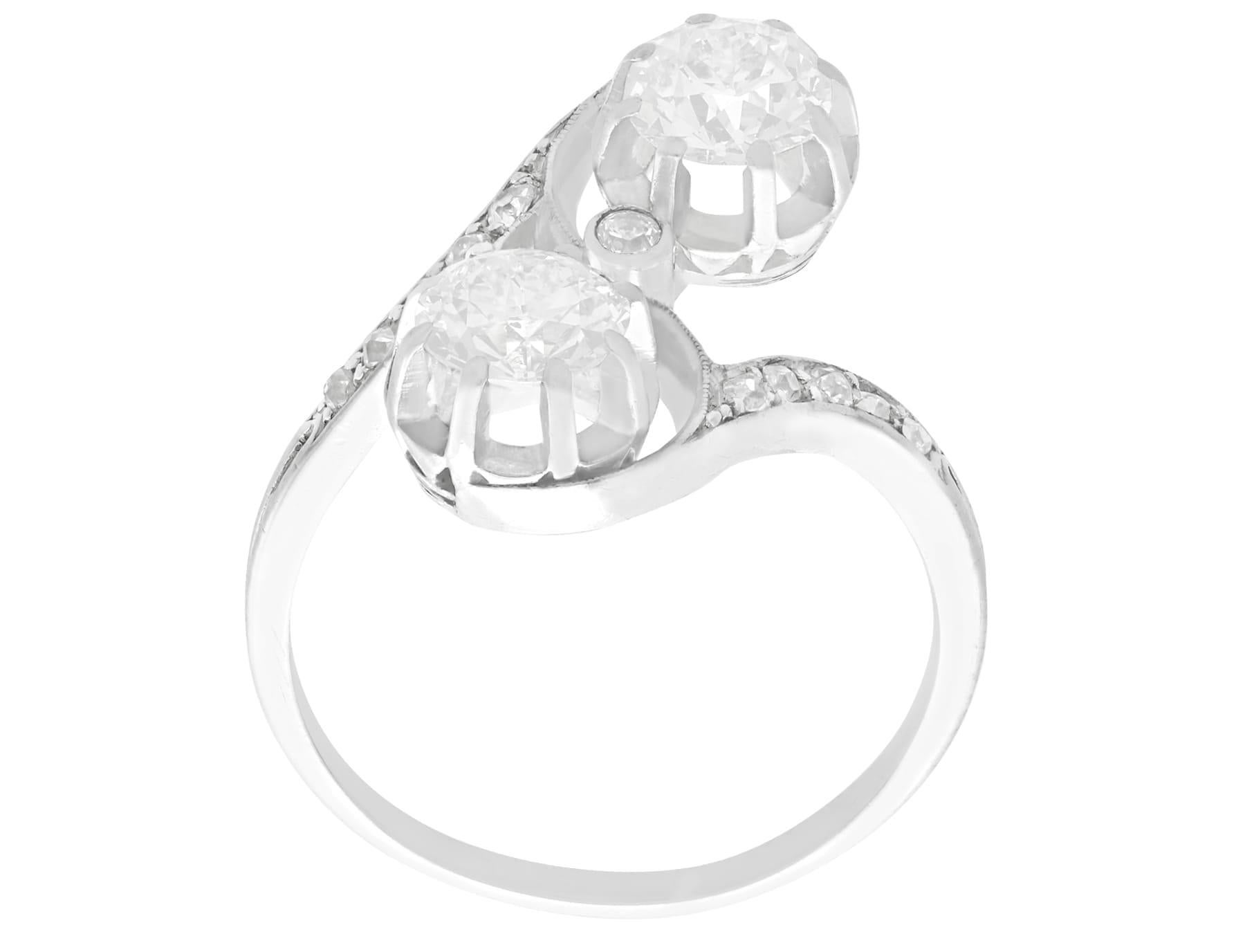 Old European Cut 1920s 1.46 Carat Diamond and Platinum Twist Engagement Ring For Sale