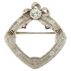 Broche Corona de Diamantes Filigrana Años 20 14K