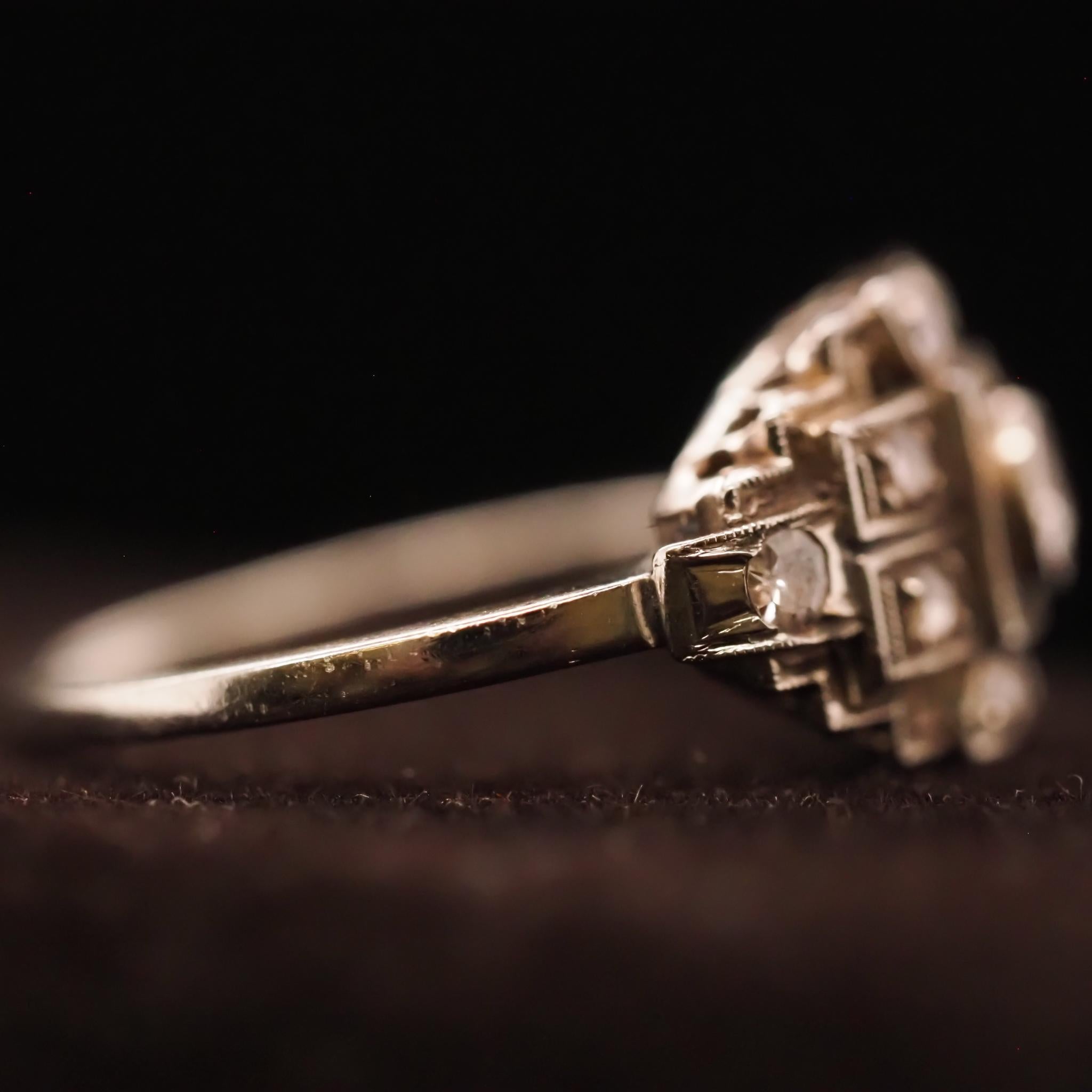 Women's 1920s 14K White Gold Old European Cut Diamond Engagement Ring For Sale