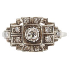 1920er Jahre 14K Weißgold Old European Cut Diamant Verlobungsring